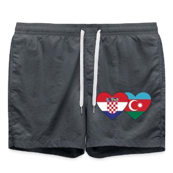 Croatia Azerbaijan Flag Heart - Swim Trunks - anthracite - Front - AI Model Male 185 light (185cm)
