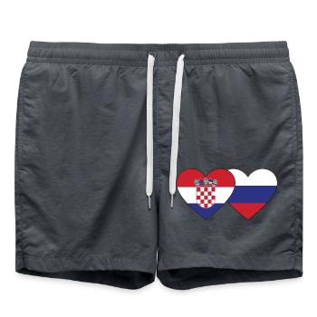 Croatie Russie drapeau coeur - Short de bain - charbon - Devant - AI Model Male 185 light (185cm)