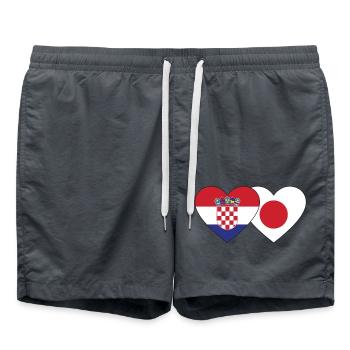 Croatia Japan Flag Heart - Swim Trunks - anthracite - Front - AI Model Male 185 light (185cm)