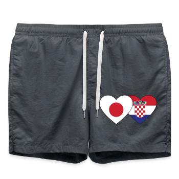 Japan Croatia Flag Heart - Swim Trunks - anthracite - Front - AI Model Male 185 light (185cm)