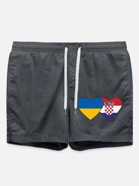 Ukraine Croatia flag heart - Swim Trunks - anthracite