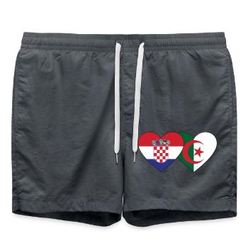 Croatie Algérie drapeau coeur - Short de bain - charbon - Devant - AI Model Male 185 light (185cm)