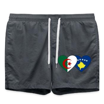 Algeria Kosovo Flag Heart - Swim Trunks - anthracite - Front - AI Model Male 185 light (185cm)