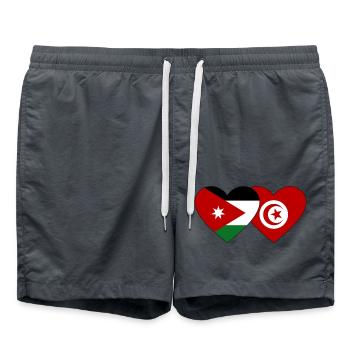 Jordan Tunisia Flag Heart - Swim Trunks - anthracite - Front - AI Model Male 185 light (185cm)