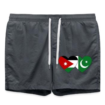 Jordanie Pakistan Flag Heart - Short de bain - charbon - Devant - AI Model Male 185 light (185cm)