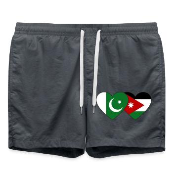 Pakistan Jordanie Flag Heart - Short de bain - charbon - Devant - AI Model Male 185 light (185cm)