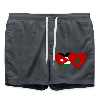 Jordan Morocco Flag Heart - Swim Trunks - anthracite - Front - AI Model Male 185 light (185cm)