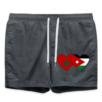 Maroc Jordanie Flag Coeur - Short de bain - charbon - Devant - AI Model Male 185 light (185cm)