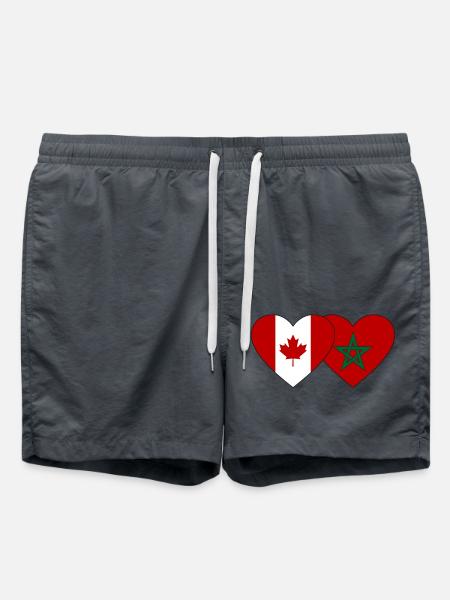 Canada Morocco Flag Heart - Swim Trunks - anthracite