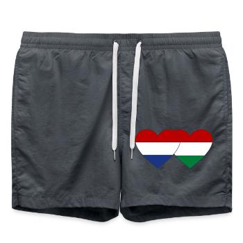 Cœur de drapeau de la Hongrie néerlandaise - Short de bain - charbon - Devant - AI Model Male 185 light (185cm)