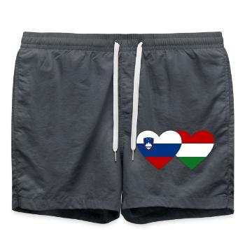 Slovenia Hungary Flag Heart - Swim Trunks - anthracite - Front - AI Model Male 185 light (185cm)