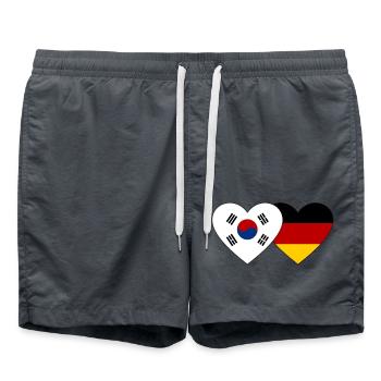 South Korea Germany Flag Heart - Swim Trunks - anthracite - Front - AI Model Male 185 light (185cm)