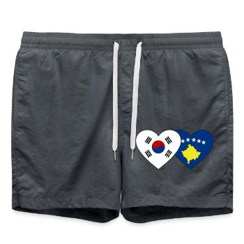 Corée du Sud Kosovo Drapeau Coeur - Short de bain - charbon - Devant - AI Model Male 185 light (185cm)