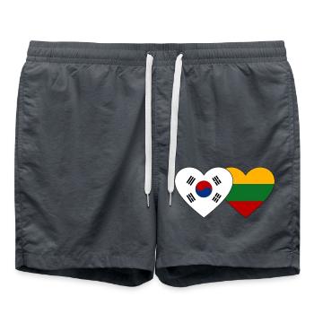 South Korea Lithuania Flag Heart - Swim Trunks - anthracite - Front - AI Model Male 185 light (185cm)
