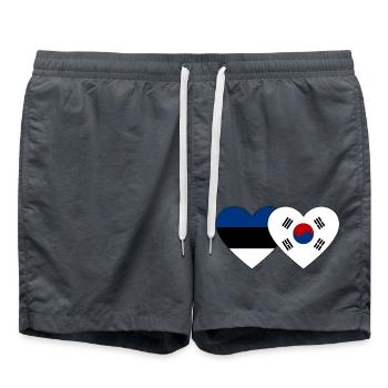 Estonie Corée du Sud Drapeau Coeur - Short de bain - charbon - Devant - AI Model Male 185 light (185cm)