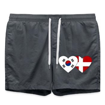 Corée du Sud Danemark Drapeau Coeur - Short de bain - charbon - Devant - AI Model Male 185 light (185cm)