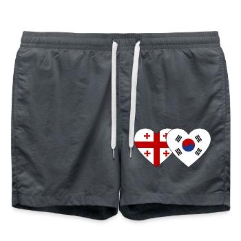 Géorgie Corée du Sud Drapeau Coeur - Short de bain - charbon - Devant - AI Model Male 185 light (185cm)