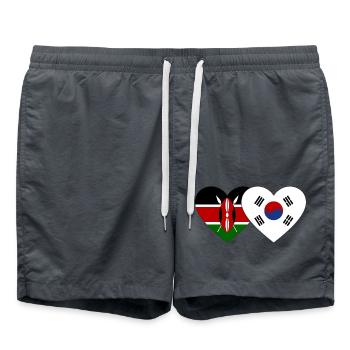 Kenya Corée du Sud Flag Heart - Short de bain - charbon - Devant - AI Model Male 185 light (185cm)