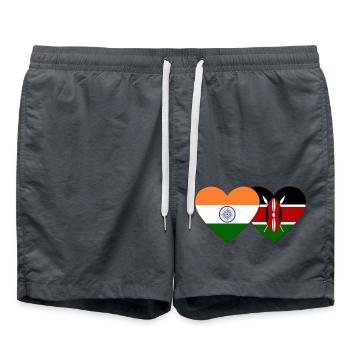 Inde Kenya Flag Heart - Short de bain - charbon - Devant - AI Model Male 185 light (185cm)