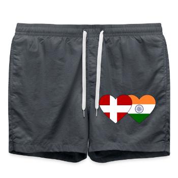 Danemark Inde Flag Heart - Short de bain - charbon - Devant - AI Model Male 185 light (185cm)