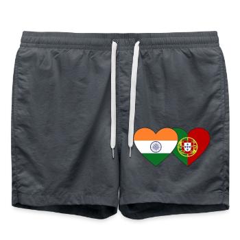 Inde Portugal Flag Coeur - Short de bain - charbon - Devant - AI Model Male 185 light (185cm)