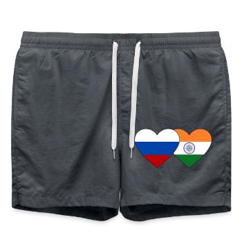 Russie Inde Flag Heart - Short de bain - charbon - Devant - AI Model Male 185 light (185cm)