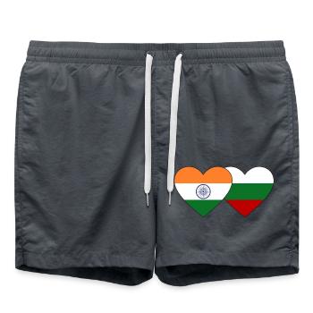 India Bulgaria Flag Heart - Swim Trunks - anthracite - Front - AI Model Male 185 light (185cm)