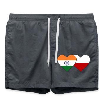 Indien Polen Flagge - Badeshorts - Anthrazit - Vorne - AI Model Male 185 light (185cm)