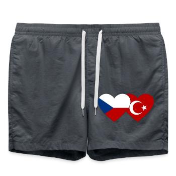Tschechien Türkei Flagge Herz - Badeshorts - Anthrazit - Vorne - AI Model Male 185 light (185cm)