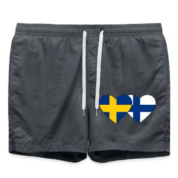 Schweden Finnland Flagge Herz - Badeshorts - Anthrazit - Vorne - AI Model Male 185 light (185cm)