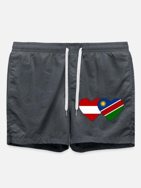 Austria Namibia Flag Heart - Swim Trunks - anthracite