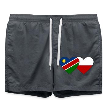 Namibia Poland Flag Heart - Swim Trunks - anthracite - Front - AI Model Male 185 light (185cm)