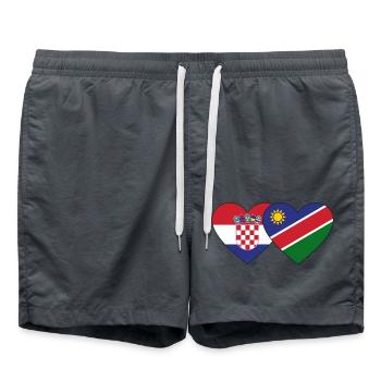 Croatie Namibie Flag Heart - Short de bain - charbon - Devant - AI Model Male 185 light (185cm)