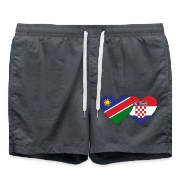 Namibia Croatia Flag Heart - Swim Trunks - anthracite - Front - AI Model Male 185 light (185cm)