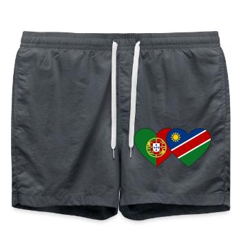 Portugal Namibie Flag Coeur - Short de bain - charbon - Devant - AI Model Male 185 light (185cm)