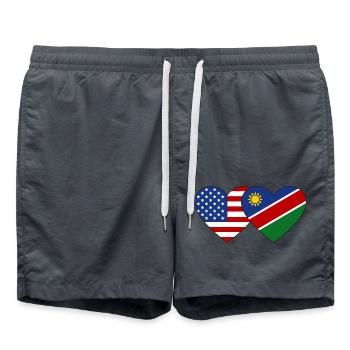 USA Namibia Flagge Herz - Badeshorts - Anthrazit - Vorne - AI Model Male 185 light (185cm)