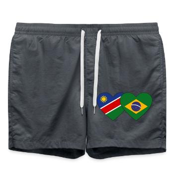 Namibia Brasilien Flagge Herz - Badeshorts - Anthrazit - Vorne - AI Model Male 185 light (185cm)