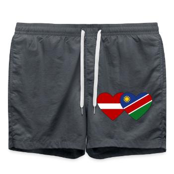 Latvia Namibia Flag Heart - Swim Trunks - anthracite - Front - AI Model Male 185 light (185cm)