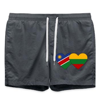 Namibia Lithuania Flag Heart - Swim Trunks - anthracite - Front - AI Model Male 185 light (185cm)