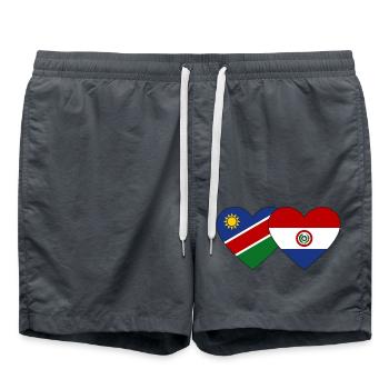 Namibie République dominicaine Flag Heart - Short de bain - charbon - Devant - AI Model Male 185 light (185cm)