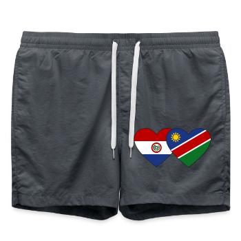 Dominican Republic of Namibia Flag Heart - Swim Trunks - anthracite - Front - AI Model Male 185 light (185cm)