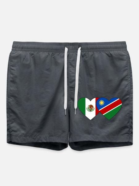 Mexico Namibia Flag Heart - Swim Trunks - anthracite