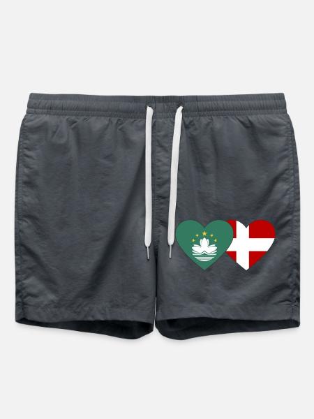 Macau Denmark Flag Heart - Swim Trunks - anthracite