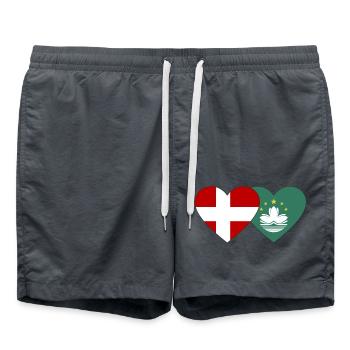 Danemark Cœur de drapeau de Macao - Short de bain - charbon - Devant - AI Model Male 185 light (185cm)
