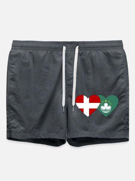 Denmark Macau Flag Heart - Swim Trunks - anthracite