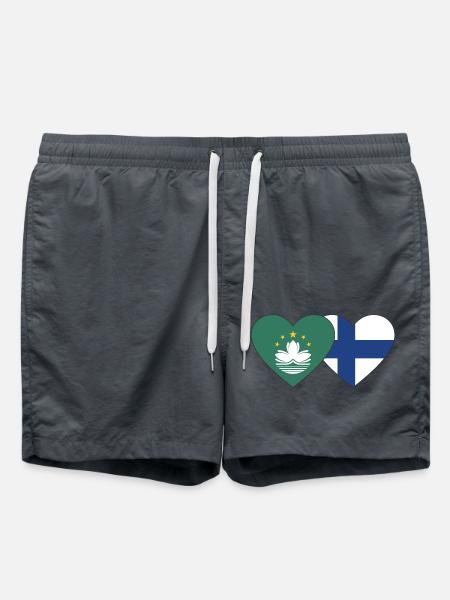Macau Finland Flag Heart - Swim Trunks - anthracite