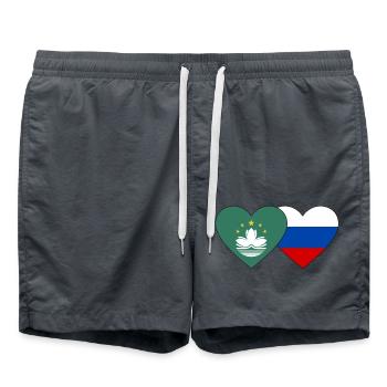 Cœur de drapeau de Macao Russie - Short de bain - charbon - Devant - AI Model Male 185 light (185cm)