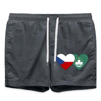 Tschechien Macau Flagge Herz - Badeshorts - Anthrazit - Vorne - AI Model Male 185 light (185cm)