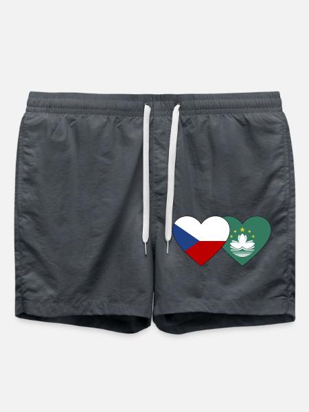 Tschechien Macau Flagge Herz - Badeshorts - Anthrazit
