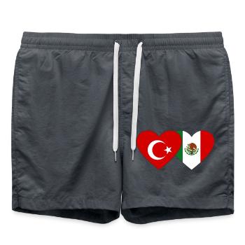 Turkey Mexico Flag Heart - Swim Trunks - anthracite - Front - AI Model Male 185 light (185cm)